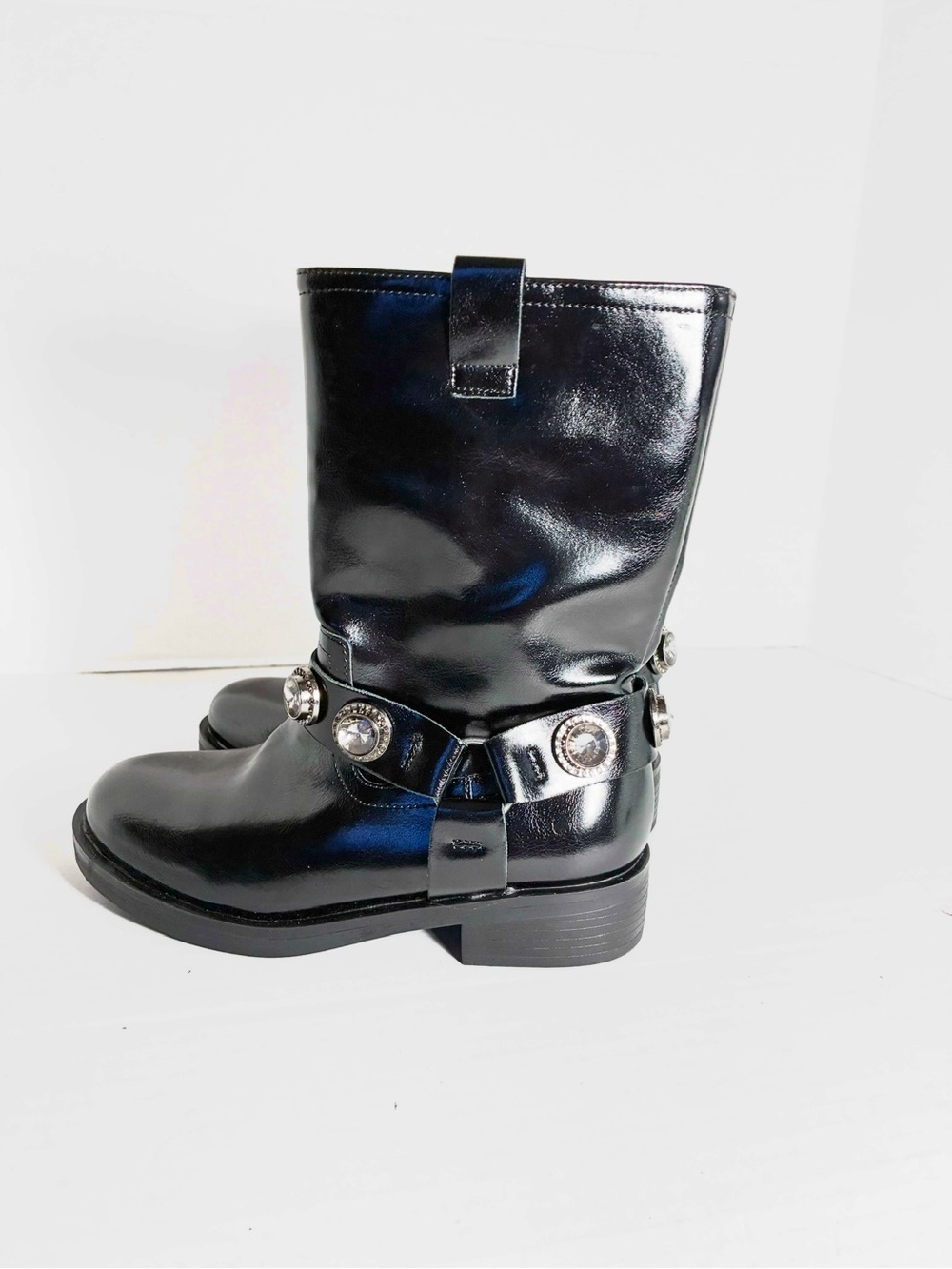 Kurt Geiger London Octavia Black Patent Crystal Harness Boots NWT Kids Size 2